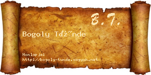 Bogoly Tünde névjegykártya